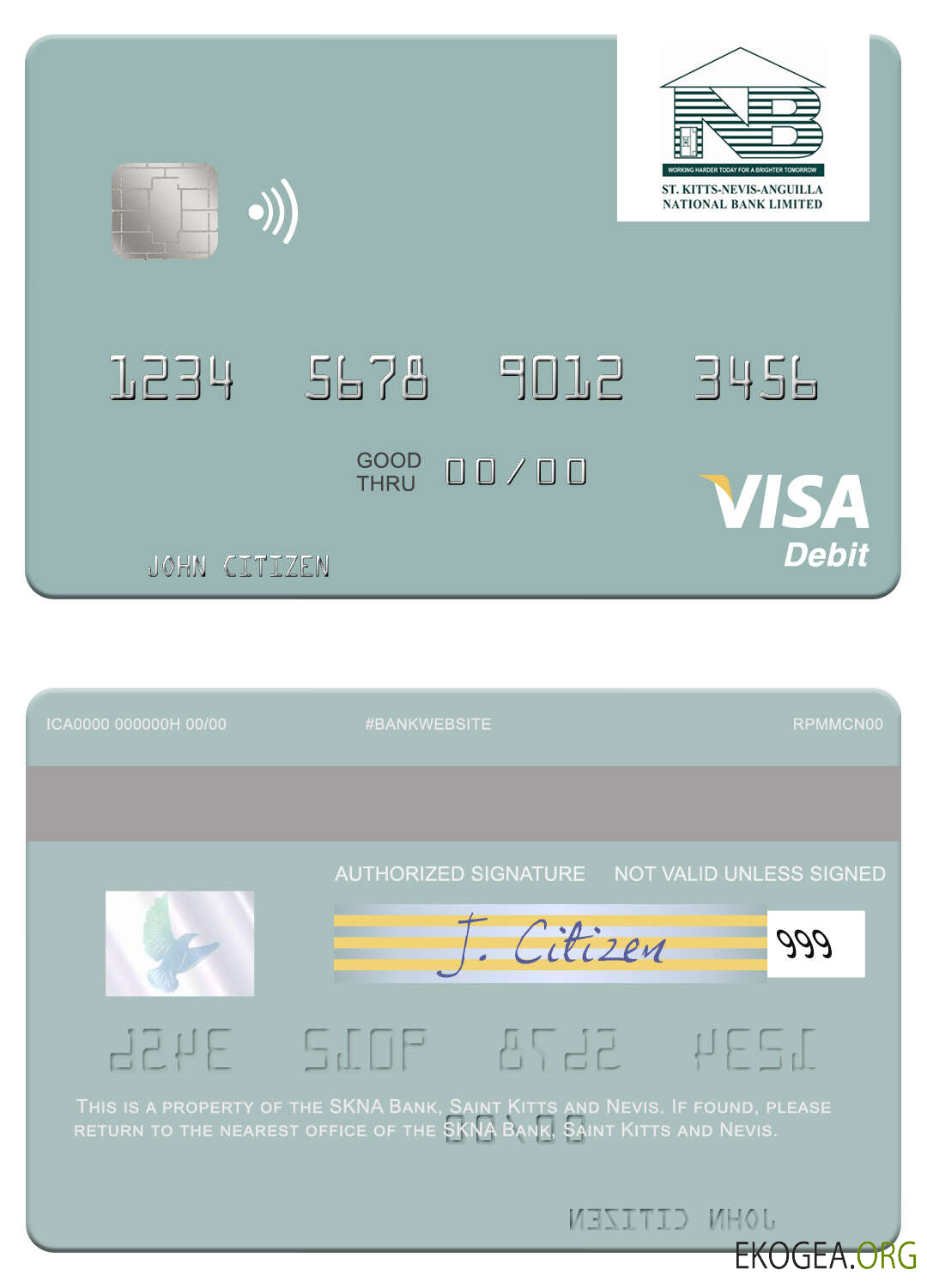 Carte de débit visa SKNA Bank de Saint Kitts et Nevis